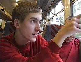 Matthew John on the train from Glasgow to Fort William